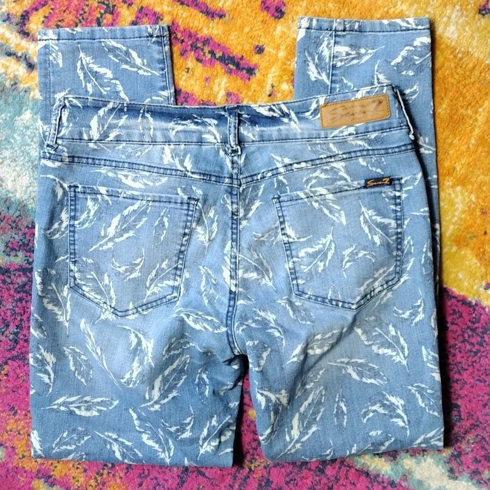 Seven7 Feather Print Skinny Jeans - Picture 3 of 14